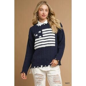 Distressed American Flag Sweater